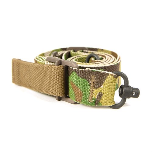 La Vickers Push Button Sling ofrece ajuste rápido, materiales de alta calidad y es compatible con rifles, ideal para transporte y combate.