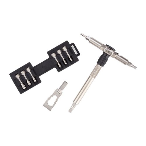 El Fix It Sticks Compact Ratchet Locking Hex Drive con 15 bits y soporte es portátil, versátil y perfecto para el mantenimiento preciso de tus armas.