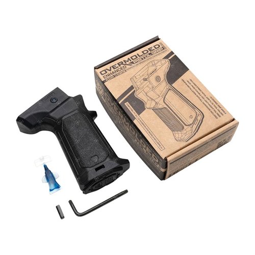 Mejora tu control y comodidad con el grip sobremoldado de Strike Industries para CZ Scorpion, con ángulo de 15 grados y almacenamiento seguro para herramientas.