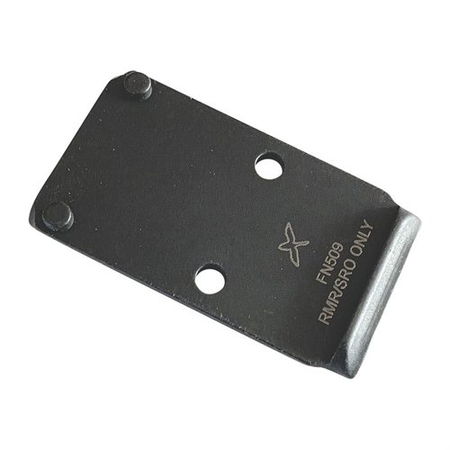 La placa de montaje OPF-FN509T, RMR es de acero sólido, diseñada para FN 509 Tactical, compatible con miras originales y fácil instalación con tornillos incluidos.