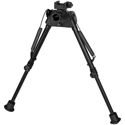 El S-L2P BIPOD de HARRIS se extiende de 9" a 13", se monta en riel Picatinny, tiene patas auto-niveladoras y es ultraligero, ideal para tiro en posición prona.