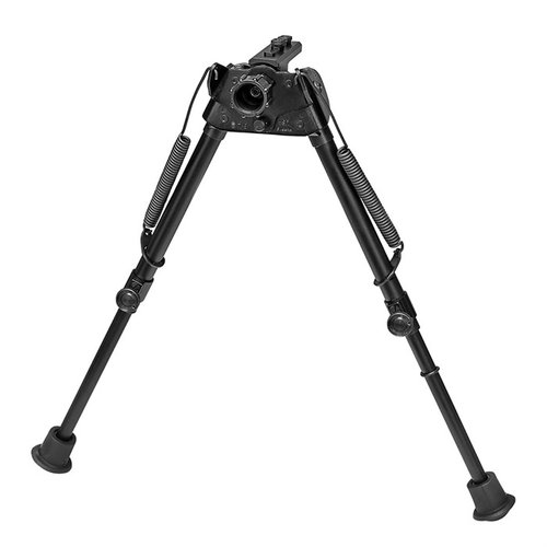El bipode S-L2-MLOK de Harris se extiende de 9" a 13", es ultraligero (12.4 oz), se nivela automáticamente y se adapta a terrenos irregulares.