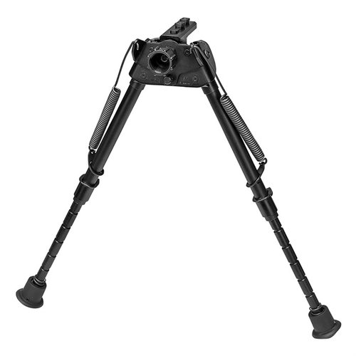 El bipode S-LM-MLOK de HARRIS se extiende de 9" a 13", es ultraligero (12.6 oz), tiene patas con muescas y se adapta a terrenos irregulares.