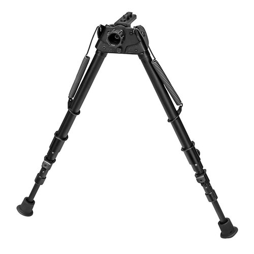 El bipode S-25C-MLOK de Harris se extiende de 13.5" a 27", es ultra ligero, se adapta a terrenos irregulares y es ideal para posiciones sentadas.