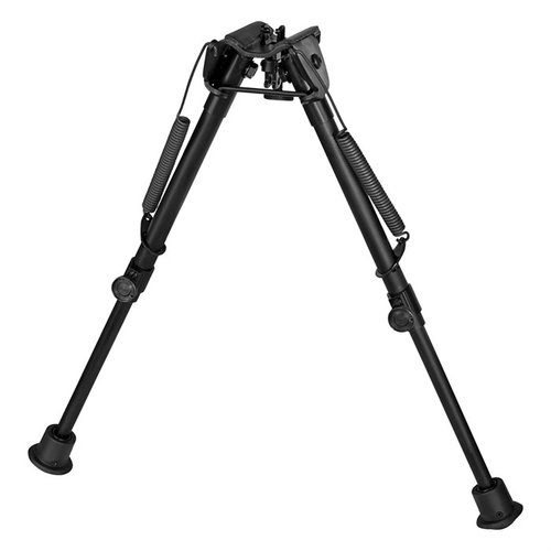 El bipode 1A2-L2 de HARRIS se extiende de 9" a 13", es ultraligero (12 oz), con patas auto-nivelantes y se fija al Sling Swivel Stud, ideal para tiro en posición prona.