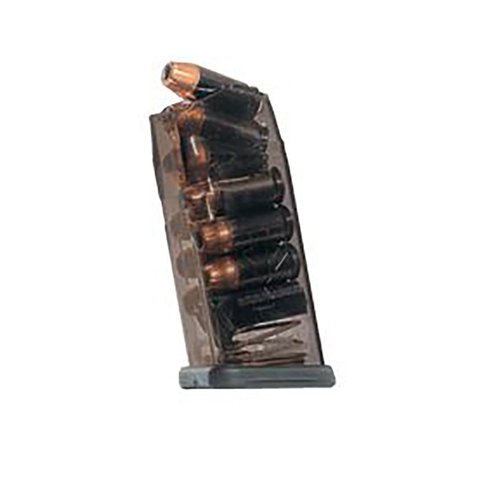 .45 MAG para Glock® 21, 30, 41, con capacidades de 9 a 30 balas, resistente a impactos y temperaturas, cuerpo translúcido para ver tu munición.