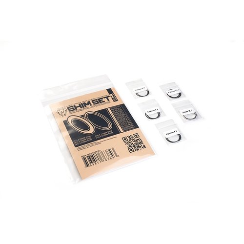 El AR Shim Set de Strike Industries para .223/5.56 o .308 te ayuda a alinear y posicionar correctamente tus dispositivos de boca, reutilizable y hecho de acero inoxidable.