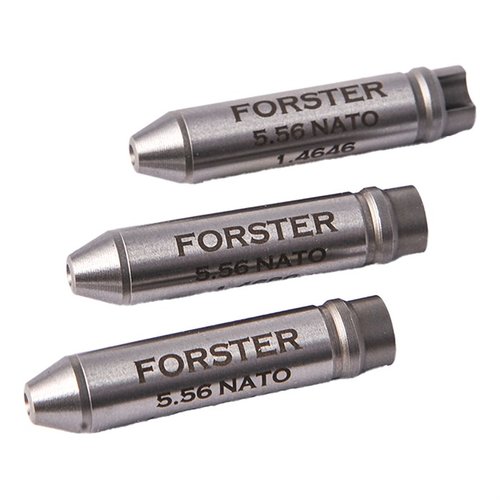 ¡Obtén el kit 5.56 Armorers Headspace Gauge de Forster! Incluye Go Gauge, midrange y max field gauge, todo sin desmontar el percutor. Ideal para tu precisión.
