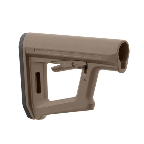 El MOE PR es una culata ligera y minimalista, con soporte para la mano, compatible con CTR Cheek Risers y un slot M-LOK para montar un sling.
