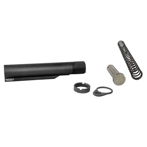 El Buffer Tube Geissele Premium mil-spec es duradero, ligero y compatible con la mayoría de los stocks AR-15, mientras que el Super 42 mejora la fiabilidad y reduce el ruido.