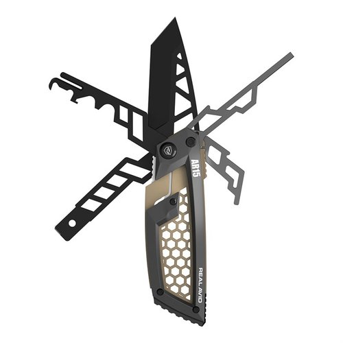 El AR-15 GUN TOOL EDGE de REAL AVID es un multi-herramienta robusto y compacto con una hoja Tanto de 2.6" y 12 raspadores, ideal para el mantenimiento de tu AR-15.