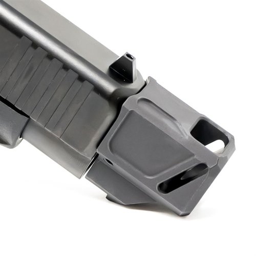 Mejora la consistencia y reduce el retroceso con el compensador Faxon para Glock® 43X/48, fabricado en aluminio 6061 y acabado anodizado negro.