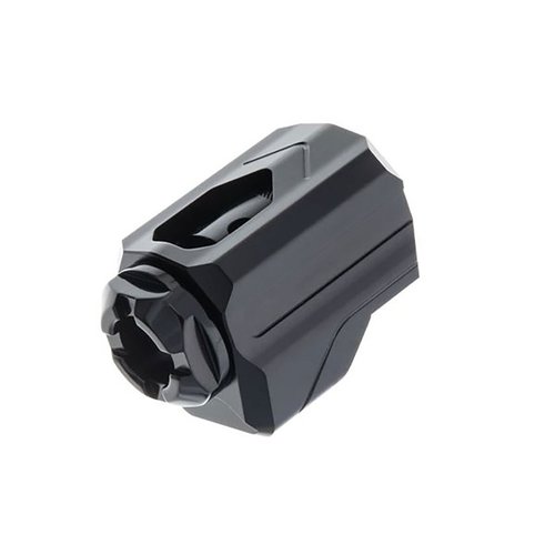 El compensador Uni-Comp de Tyrant CNC reduce el retroceso y la elevación del cañón, se adapta a cualquier cañón ½-28 y se instala en segundos sin tornillos.