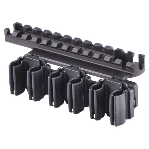 El soporte de riel óptico para Smith & Wesson 1854 te permite montar ópticas y almacenar hasta 6 cartuchos, manteniendo el estilo clásico de tu arma.