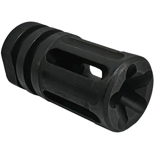 El PentaComp combina un flash hider y un compensador, ofreciendo rendimiento y estilo. Machinado con precisión y recubierto para durabilidad en 5.56/.223.