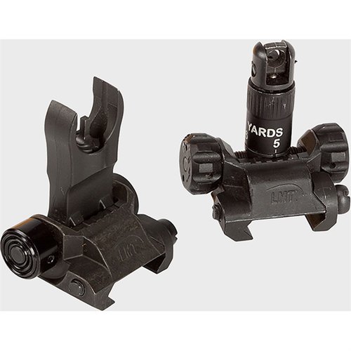El AR-308 IMPERIAL BUIS KIT ofrece miras plegables robustas, flexibilidad segura y ajustes de altura y deriva, perfectas para el combate hasta 800 yardas.