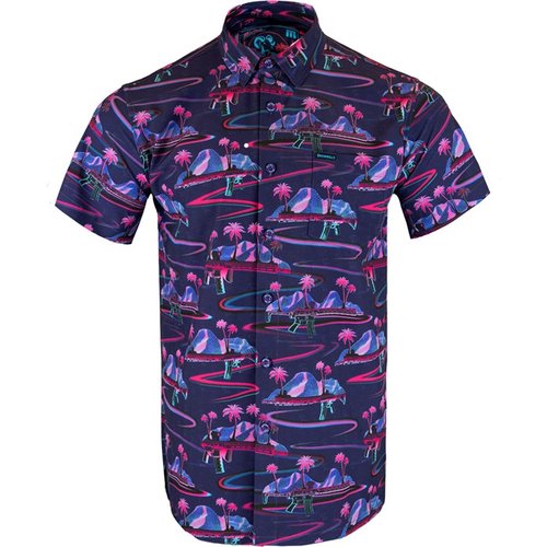 La camisa RETRO RIFLE de manga corta es ligera y transpirable, perfecta para cualquier ocasión. Hecha de 97% Polyester y 3% Spandex para mayor comodidad.