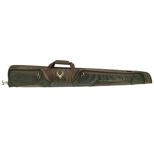 El HILL COUNTRY II Shotgun Case ofrece una construcción 1680D resistente, acolchado denso, forro de felpa, y amplios bolsillos para tus accesorios.