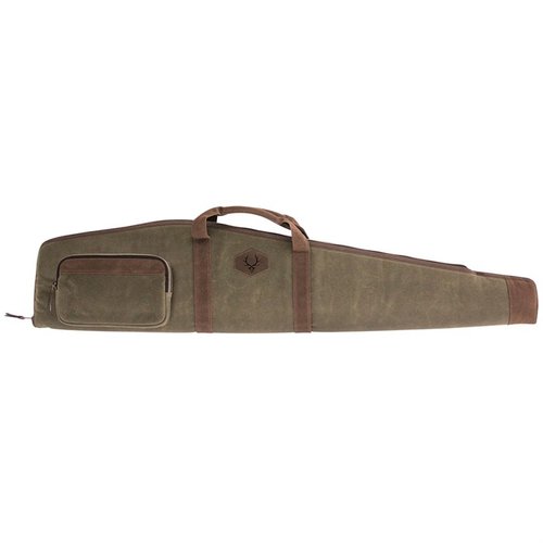 Protege tu rifle con el RAWHIDE WAXED RIFLE CASE, hecho de lona de 24 oz, con forro de franela y acolchado de espuma para máxima resistencia. ¡Ideal para cacerías!