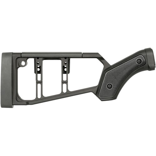 El SHOTGUN STOCK para Mossberg 590 es ajustable, ambidiestro y reduce el retroceso, ideal para cualquier tirador. ¡Mejora tu experiencia de disparo!