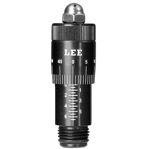 El tornillo de ajuste micrométrico de Lee Precision permite una profundidad de asiento de proyectiles precisa y suave, sin clics molestos, fácil de leer y transferible entre dies.