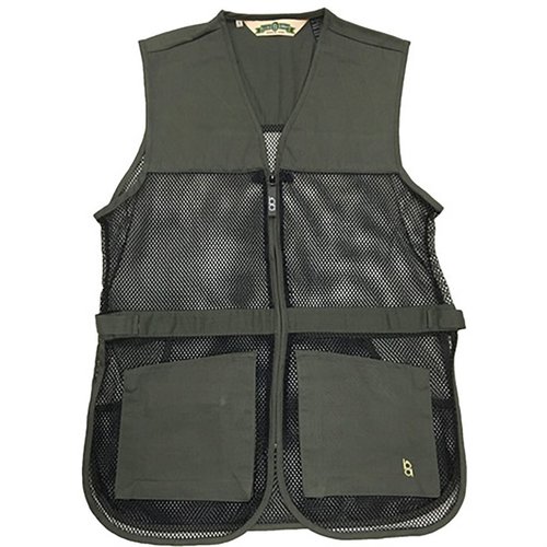 El chaleco BOB ALLEN FULL MESH DUAL PAD es ligero, ventilado y ajustable, con almohadillas duales, bolsillos frontales amplios y compatible con Insert-A-Pad.