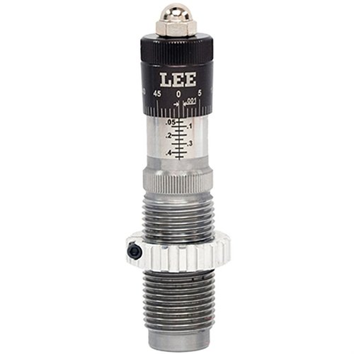 Descubre el die de asientos de bala RIFLE PRECISION MICROMETER de LEE, con ajuste preciso, guía flotante y capacidad de asentar y crimp con facilidad.