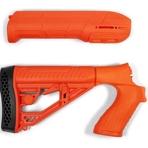 Mejora tu Mossberg 500/590/88 con la culata y forend ajustables EX Performance, con construcción de polímero duradero y riel Picatinny oculto para accesorios.