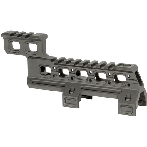 Mejora tu HK MP5/MP5K con el soporte de óptica y láser de Midwest, fácil de instalar, permite montar un red dot y láser, y es compatible con varios modelos.