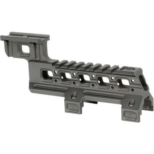 Mejora tu HK MP5/MP5K con el soporte de óptica y láser de Midwest Industries, fácil de instalar y compatible con miras y láseres, ¡perfecto para precisión!