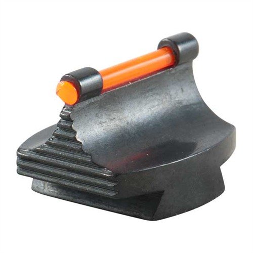 Mejora tu puntería con la mira RIFLE FIBER OPTIC GLOW 45-W, fabricada en acero, con acabado azul y varilla óptica naranja para una visión clara.