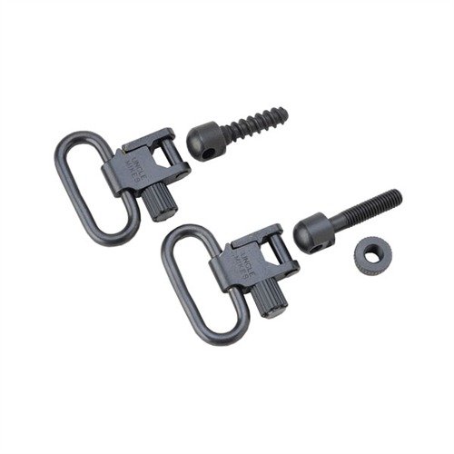 El set de Swivels SS BL de Uncle Mike's es seguro y fácil de usar, con bloqueo positivo y compatible con bases anteriores. Incluye 2 swivels, montajes y tornillos.