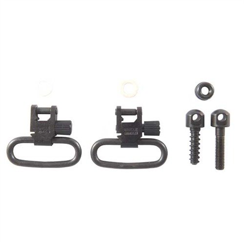 El set de swivels SS BL de Uncle Mike's es seguro y fácil de usar, con bloqueo positivo y compatible con bases anteriores. Incluye 2 swivels, montajes y tornillos.