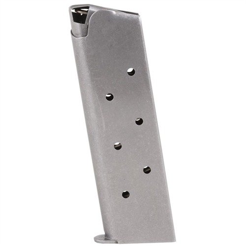 Descubre los cargadores robustos y de alta calidad para pistolas 1911, fabricados en acero blued o inoxidable, con alimentación positiva y opciones de capacidad aumentada.