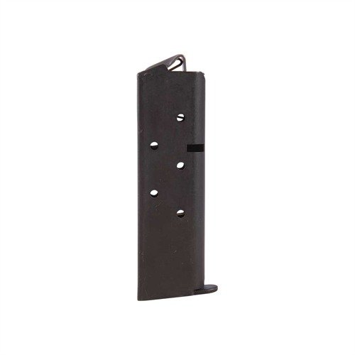 Consigue el cargador COLT GOVERNMENT de 7 rondas, fabricado en acero azul, con base soldada y seguidor plano, ideal para tu .380 GOVT y Mustang Plus II.