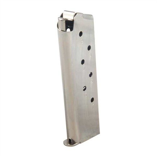 Los cargadores MEC-GAR para 1911 .45 ACP son de acero carbono, duraderos y sin costuras, disponibles en acabado brillante niquelado y con capacidad de 7 rnd.