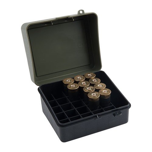 El estuche ideal para cartuchos de escopeta, resistente y con capacidad para 25 cartuchos de 12 o 16 gauge, ¡con tapa de fácil acceso para que los saques rápido!
