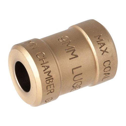 Con el gauge de RCBS, verifica fácilmente la longitud y diámetro de tus cartuchos 9mm Luger, asegurando que encajen perfectamente en tu pistola.