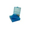 Las cajas de munición FLIP TOP PISTOL AMMO BOX de MTM Case-Gard son ideales para almacenar recargas, son apilables y tienen un diseño resistente y fácil de agarrar.