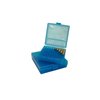 Las cajas de munición FLIP TOP PISTOL AMMO BOX de MTM son perfectas para el tirador, con superficie resistente, apilables y con garantía de 25 años.