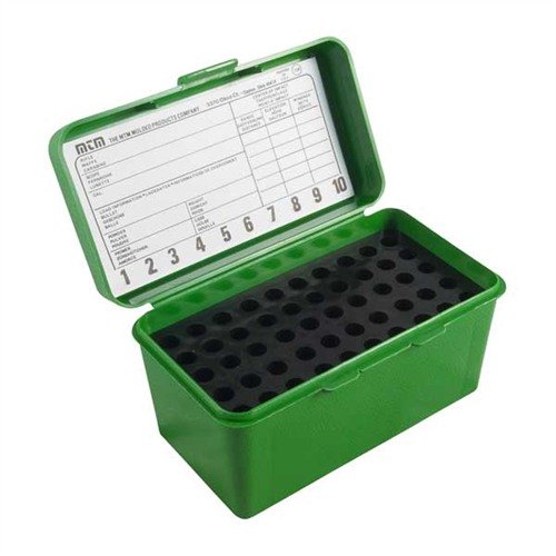 Las cajas de municiones MTM Case-Gard ofrecen protección superior para tus balas, con un diseño apilable, asas de transporte y protección de puntas.