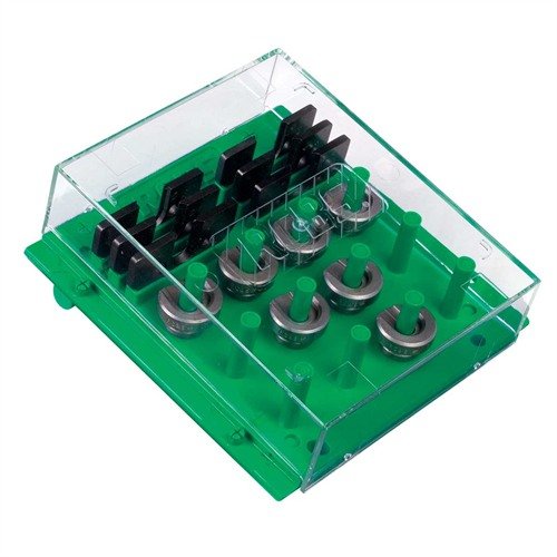 Organiza y protege tus shell holders con el RCBS Shell Holder Rack, que tiene espacio para 24 holders y 6 Trim Pro, ideal para montar en pared o usar en banco.