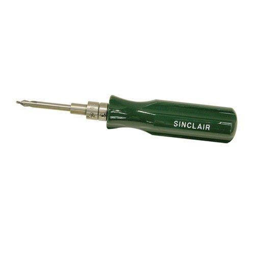 La herramienta de desbarbado de flash hole de Sinclair es ideal para calibres 22 a 45, con un mango cómodo y cortador de acero para cortes limpios.