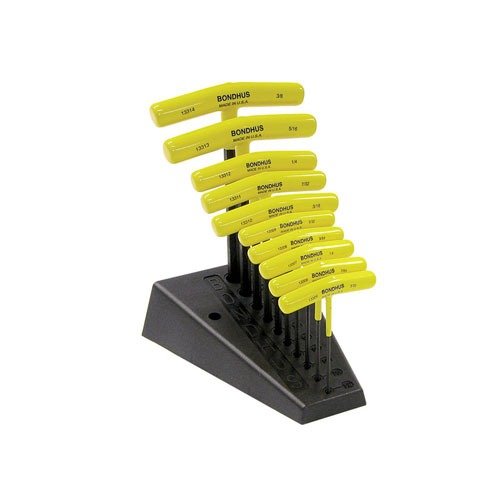 El set de llaves T-HANDLE de Bondhus es perfecto para el uso frecuente en tu sala de armas, con mangos acolchados para mayor comodidad y control.