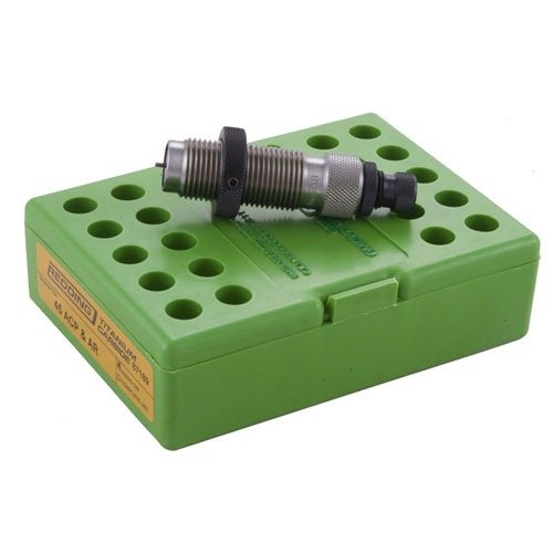 Los dies de sizer de carburo de Redding para 9mm Luger ofrecen un acabado suave y resistente, ideales para redimensionar cartuchos sin lubricación.
