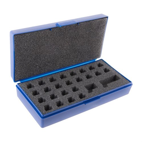 Mantén organizados tus insertos con el estuche para Comparator/Bump Gage de Sinclair, que almacena herramientas y hasta 24 insertos de manera segura.