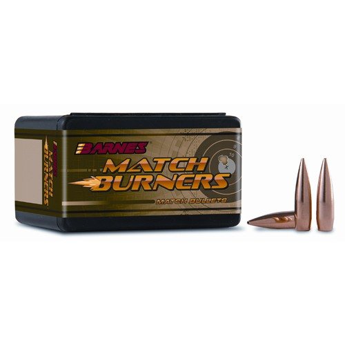 Los MATCH BURNER 22 CAL (.224") HP FB de Barnes ofrecen balas de núcleo de plomo de grado de competición a un precio competitivo, ideales para tiradores exigentes.