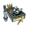 El set de dies Redding Premium Deluxe incluye un die de tamaño completo con botón de carburo y un micrómetro de asientos para ajustes precisos en la recarga.
