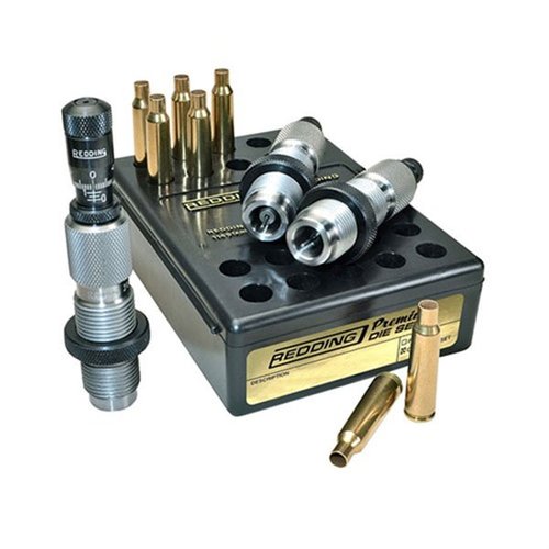 Los sets de dies Premium Deluxe de Redding ofrecen precisión mejorada con un botón de tamaño de carburo y un micrómetro de asiento para ajustes exactos.