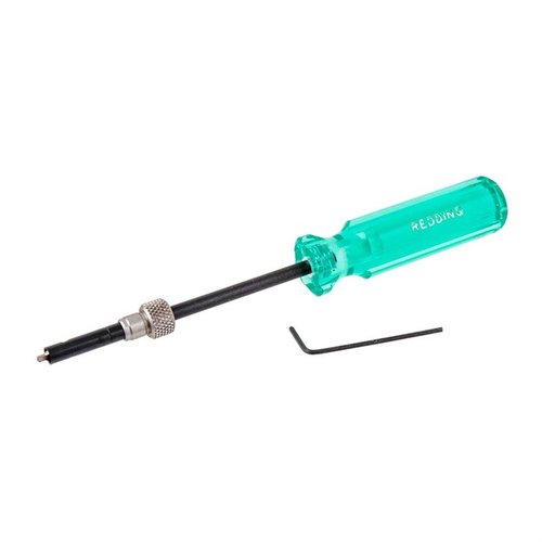 El UNIVERSAL FLASH HOLE DEBURRING TOOL de REDDING elimina rebabas en agujeros de percusión, controla la profundidad de corte y es compatible con calibres de .22 a .338.